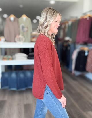 Henley Buttoned Long Sleeved Sweater