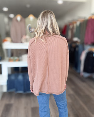 Blake Rounded Neck Ribbed Long Sleeved Top