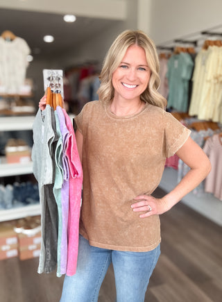 Easy Days Mineral Washed Short Sleeved Top