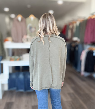 Blake Rounded Neck Ribbed Long Sleeved Top