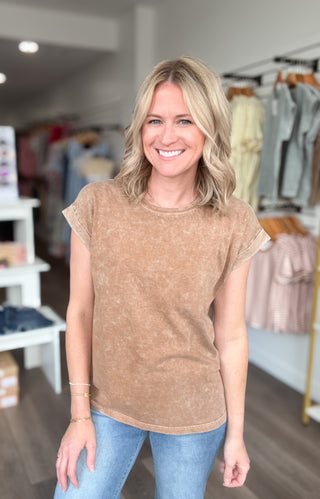 Easy Days Mineral Washed Short Sleeved Top