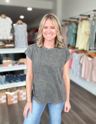 Easy Days Mineral Washed Short Sleeved Top