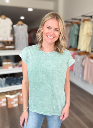 Easy Days Mineral Washed Short Sleeved Top