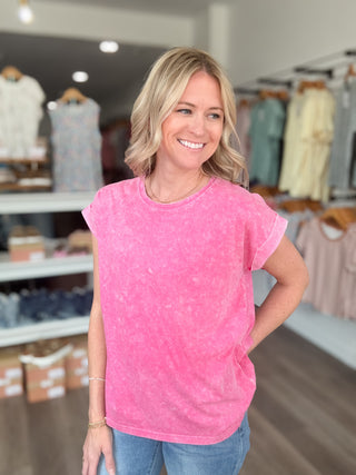 Easy Days Mineral Washed Short Sleeved Top