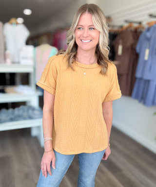 Fall Feels Knit Short Sleeved Top