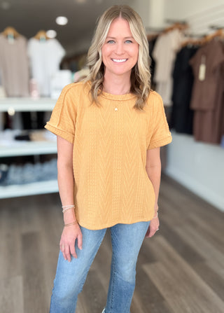 Fall Feels Knit Short Sleeved Top