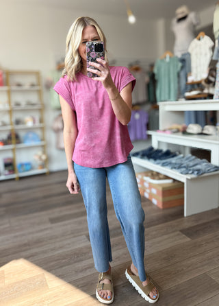 Berry Mineral Washed Short Sleeved Top