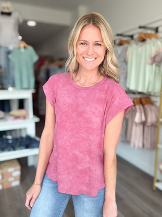 Berry Mineral Washed Short Sleeved Top