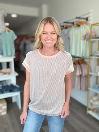 Laid Back Ribbed Short Sleeved Top