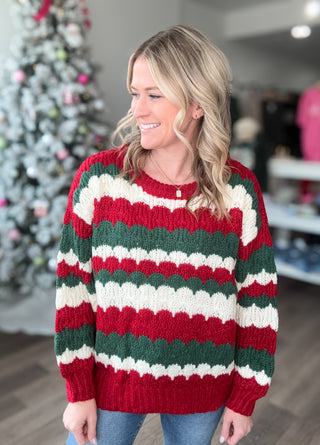 Christmas Textured Knit Sweater