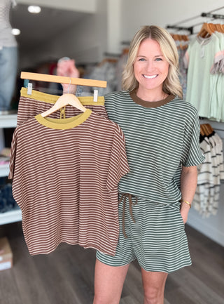 Everyday Ease Striped Matching Shorts Set