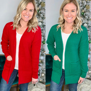 Holly Jolly Waffle Knit Cardigan