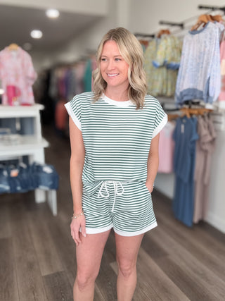 Striped Short Sleeve & Shorts Set