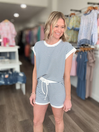 Striped Short Sleeve & Shorts Set