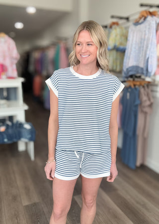 Striped Short Sleeve & Shorts Set