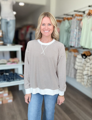 Keep It Casual Striped Long Sleeved Pullover Plus
