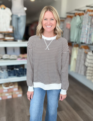 Keep It Casual Striped Long Sleeved Pullover