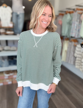 Keep It Casual Striped Long Sleeved Pullover