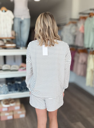 Slow Mornings Ivory Striped Matching Shorts Set