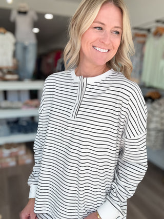 Slow Mornings Ivory Striped Matching Shorts Set