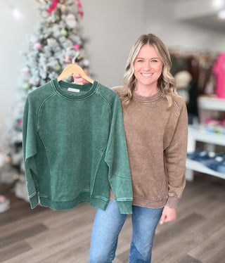 Maci Acid Washed Long Sleeved Pullover Plus
