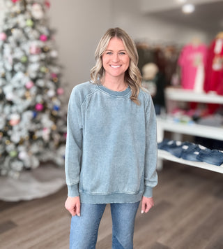 Maci Acid Washed Long Sleeved Pullover