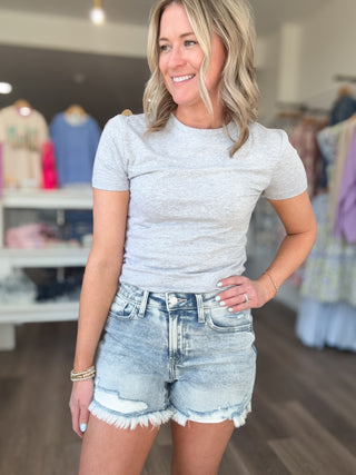 Lennon Light Wash Distressed Denim Shorts