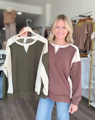 Cozy Contrast Knit Sweatshirt