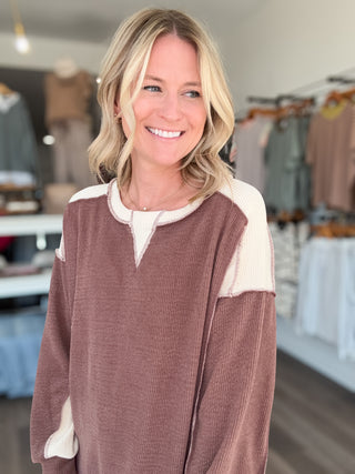 Cozy Contrast Knit Sweatshirt