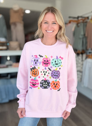 Halloween Pumpkins Pink Sweatshirt