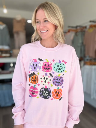 Halloween Pumpkins Pink Sweatshirt
