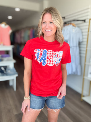 USA Gingham Bow Tee Shirt