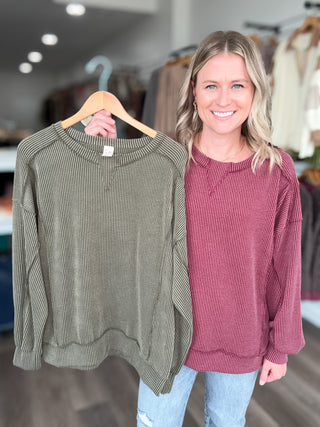 Sophie Relaxed Ribbed Long Sleeved Top