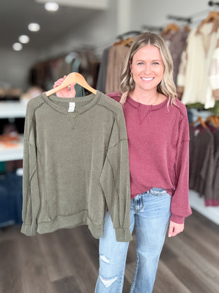 Sophie Relaxed Ribbed Long Sleeved Top