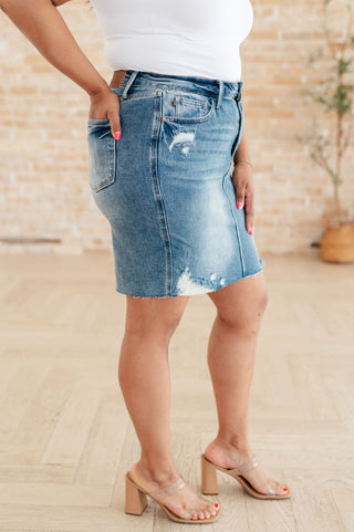 Judy Blue Carol High Rise Rigid Magic Denim Skirt