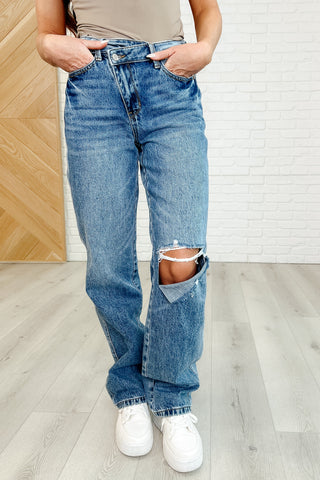 Judy Blue Dylan High Rise Rigid Magic Criss-Cross Waistband Straight Jeans