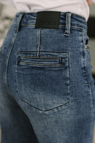 Judy Blue Karla High Waist Column Straight Button-Fly Jeans