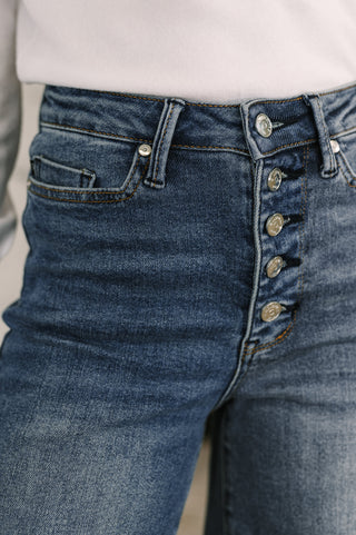 Judy Blue Karla High Waist Column Straight Button-Fly Jeans