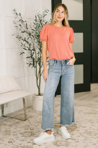 Judy Blue Mary Mid Rise Ankle Wide Leg Jean