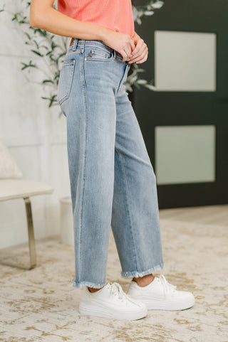 Judy Blue Mary Mid Rise Ankle Wide Leg Jean