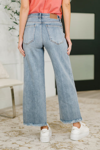 Judy Blue Mary Mid Rise Ankle Wide Leg Jean
