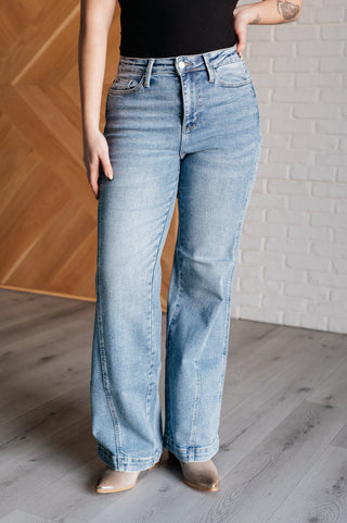 Judy Blue Melia High Rise Side Seam Detail Wide Leg Jeans