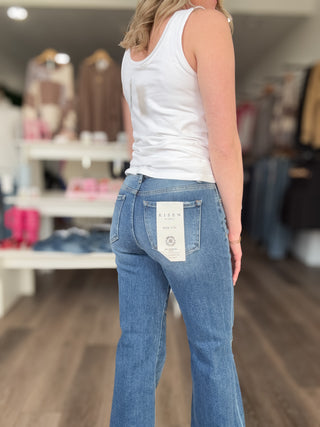 Risen Tummy Control High Rise Straight Leg Distressed Jeans2