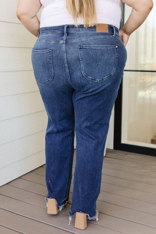 Ruth High Rise Release Hem Straight Jeans