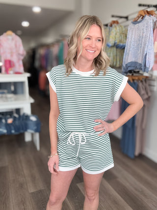 Striped Short Sleeve & Shorts Set