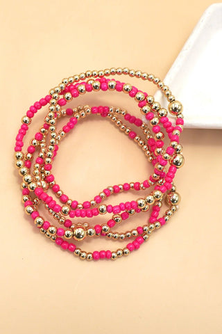 Multi Layer Ball Chain Beaded Bracelet Set