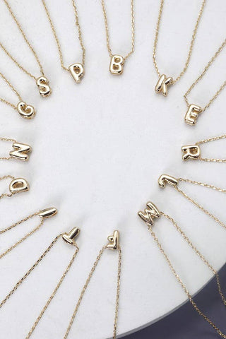 Mini Bubble Initial Gold Necklace