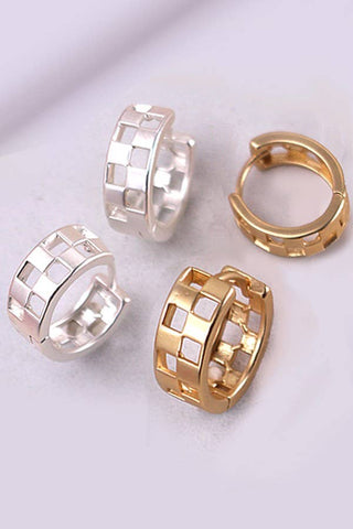 Mini Cutout Checker Hoop Huggie Earrings