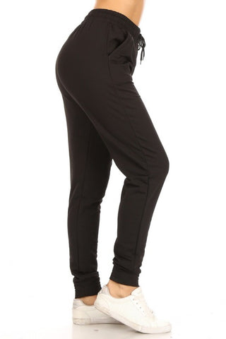 Fleece Lined Black Jogger Sweatpants Plus