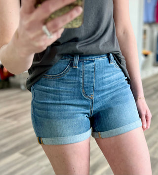 Judy Blue Perry High Rise Pull On Denim Shorts